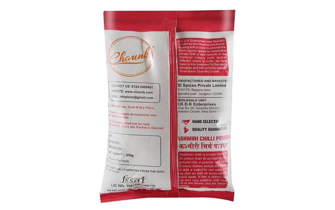 Chounk Kashmiri Chilli Powder    Pack  500 grams